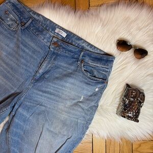 LOFT Plus High Waist Curvy Boyfriend Ripped Knee Jeans